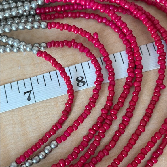 Chic Fuchsia and Silver Tone Layered Necklace - Picture 4 of 6